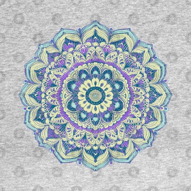 Mandala Pastel Purple Aqua Weathered / Distressed by Pine Hill Goods